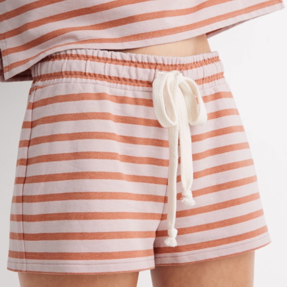 Madewell Coral Striped Loungewear Shorts